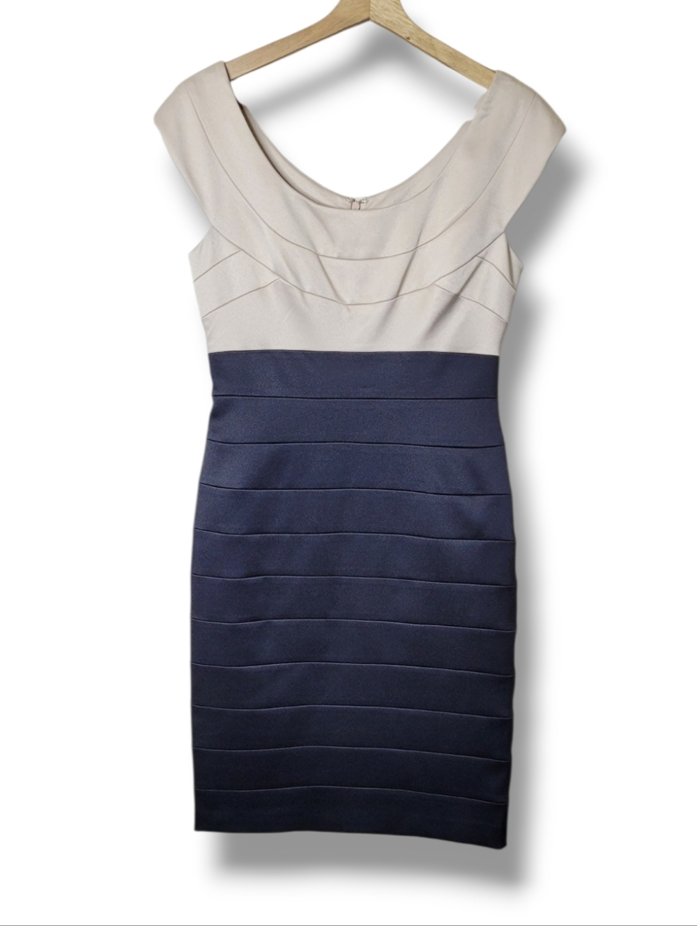 Maggy London Tan & Black Sheath Cocktail Dress NWT
